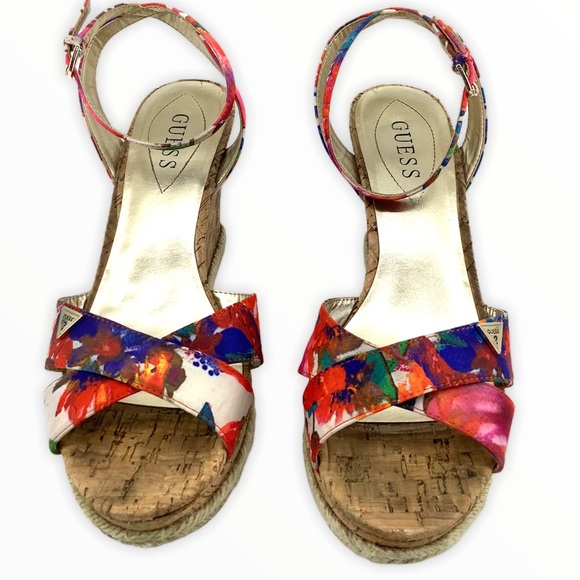 GUESS FLORAL WEDGE ESPADRILLES SIZE 10 - Picture 3 of 11